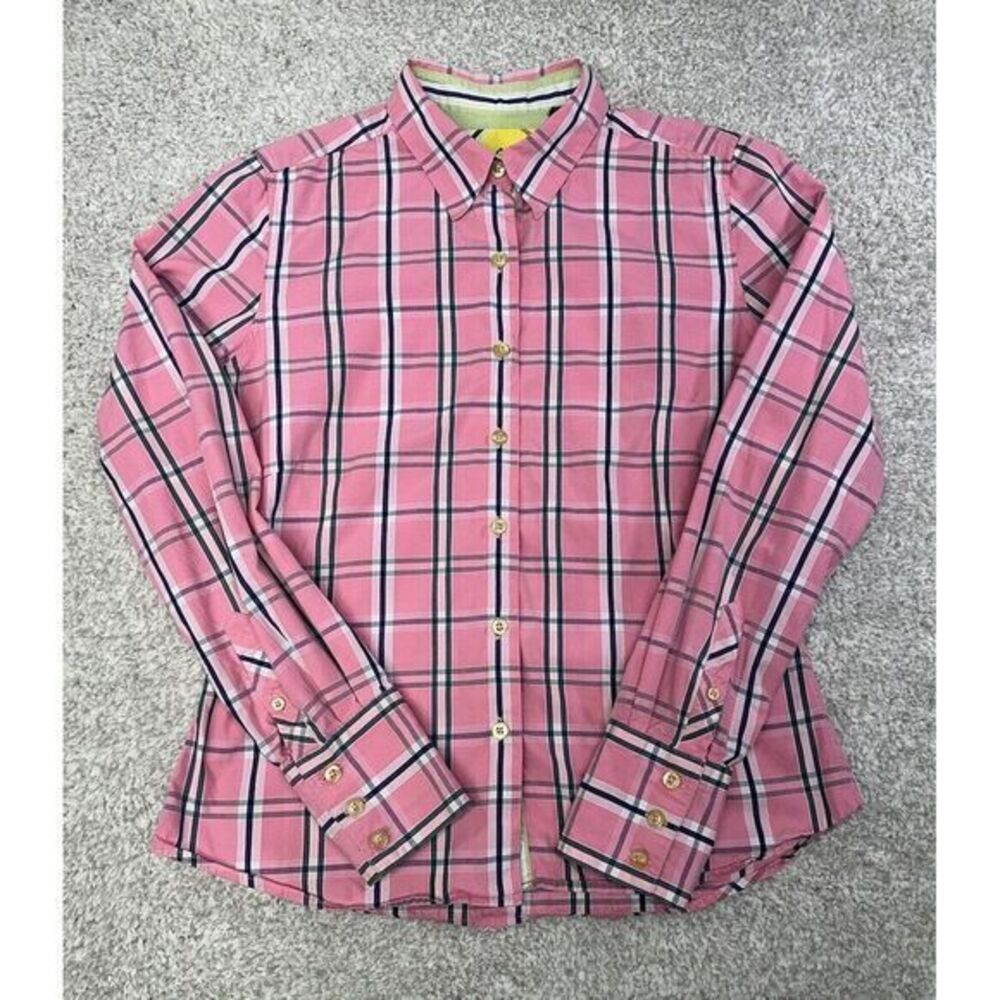 Robert Graham Shirt Button Down Size 10 Pink Plaid Long‎ Sleeve Women's
